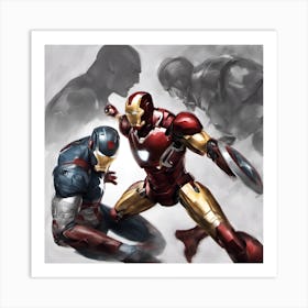 Iron Man And Captain America Art Print