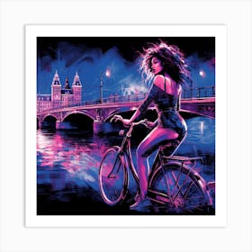 Women on bicycle 3 Art Print