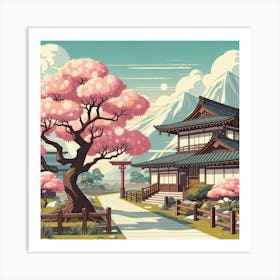 Japanese House In Spring Art Print