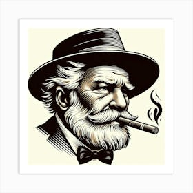 Old Man Smoking A Cigar Art Print