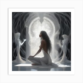 Woman In White Art Print