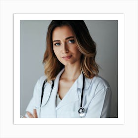 Portrait Of A Female Doctor Art Print