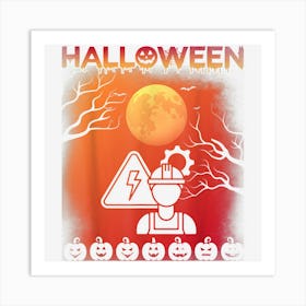 Halloween Themed Vintage Style Electrician Halloween Holiday Art Print