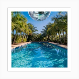 Disco Ball In A Pool, Summer Vibes (2) Art Print