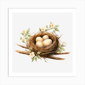 Bird Nest With Eggs Art Print