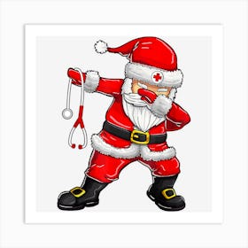 Dabbing Santa Shirt Christmas Nurse Art Print