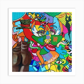 Abstract Figurative / Zodiac Sign Taurus / 40x40cm Art Print