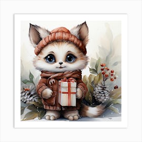 Christmas Cute Baby Animal Art Print