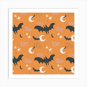 Halloween Bats CreamSicle Art Print