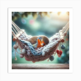 Robin In A Hammock Art Print