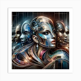 Galactic Muses: A Quartet of Cosmic Beauty Art Print