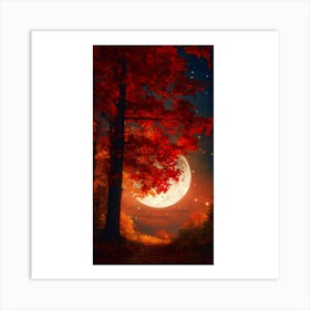 Full Moon In The Forest 2 Art Print