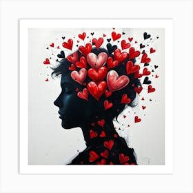 Silhouette with Hearts Art Print