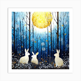 Rabbits Rabbits Rabbits - Rabbits In The Woods Art Print