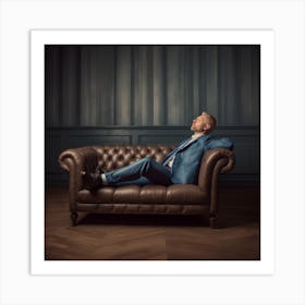 Businessman Relaxing On A Sofa Art Print