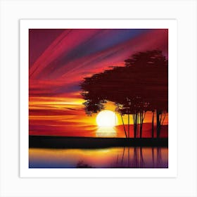 Sunset Trees Art Print