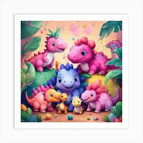 Cute Dinosaurs Art Print