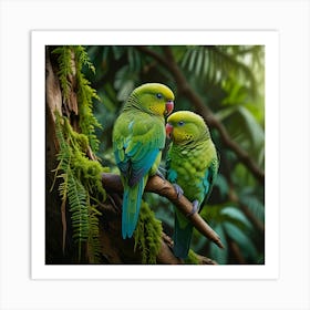 Default Green Jungle Parakeets Art 1 Art Print