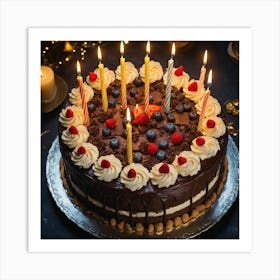 Birthday Cake With Candles 1 Art Print