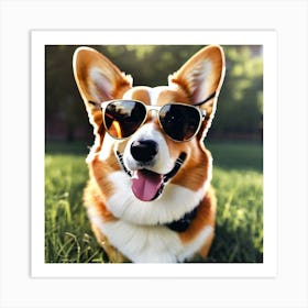 Corgi In Sunglasses 21 Art Print