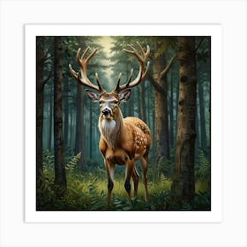 Deer In The Forest 14 Art Print