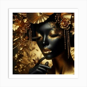 Asian Woman In Gold 2 Art Print