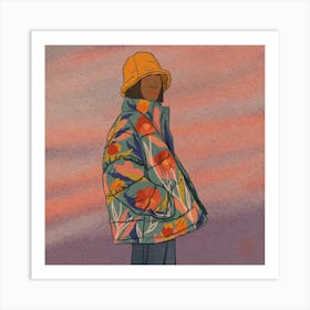 Rainbow Flowers Big Coat Art Print