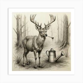 Deer In The Woods 141 Art Print