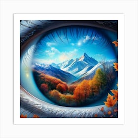 Surreal Building Sized Eye With Gradients Reflecting The Changing Seasons Springs Blooming Flora O Art Print