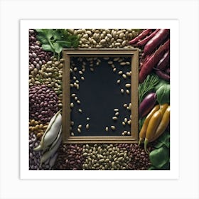 Black Frame With Vegetables Art Print