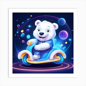 Polar Bear In Space Art Print