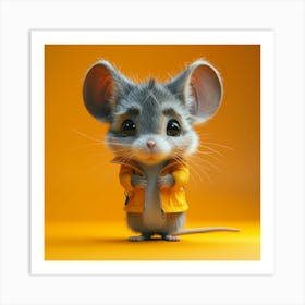Cute Mouse In Yellow Jacket Art Print