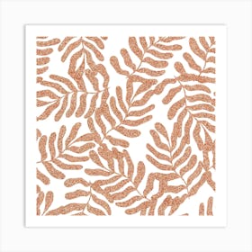 Rose Gold Glitter Leaves Art Print