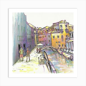 Colourful Venice Channels Square Art Print