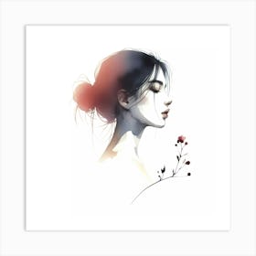 Watercolor Of A Girl Art Print