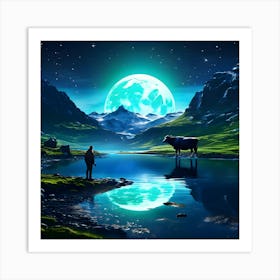 Moonlight In The Mountains Art Print