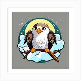 Design Of A Falcon In The Sky Sticker 2d Cute Fantasy Dreamy Vector Illustration 2d Flat Cent Art Print