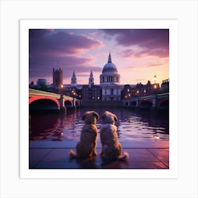 Dogs at sunset Art Print