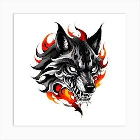 Wolf Head Tattoo 3 Art Print