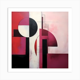 Crimson Elegance: Bauhaus Ballet in Red Hues Art Print