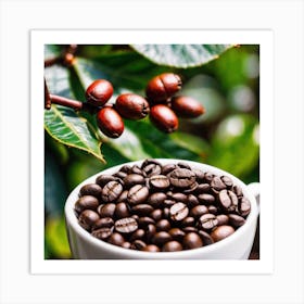 Coffee Beans In A Cup Art Print