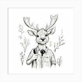 Deer With A Microphone Art Print