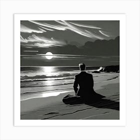 Man On The Beach Art Print