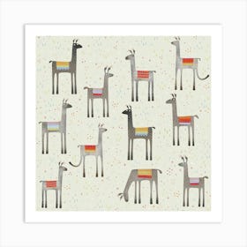 Llamas in a Meadow Art Print