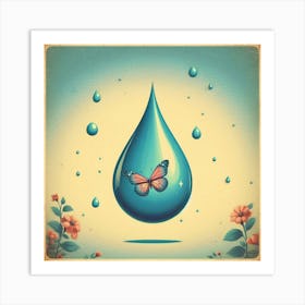 Water Drop With Butterfly Art Print