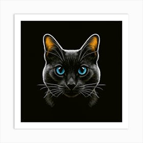 Black Cat With Blue Eyes 1 Art Print