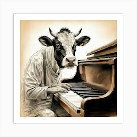 Cow Playing Piano 5 Art Print