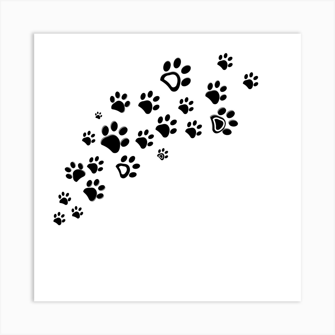 Black Dog Paw Print Vector Illustration Background Art Print by Gulsen Gunel