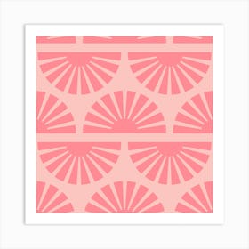 Geometric Pattern Pink Sunrise Square Art Print