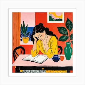 Woman Reading A Book Art Print